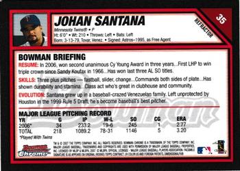 2007 Bowman Chrome - Refractors #35 Johan Santana Back