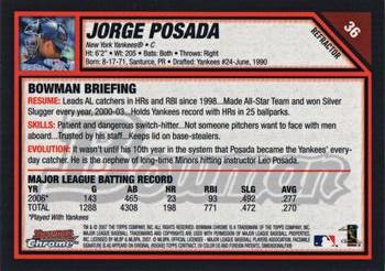 2007 Bowman Chrome - Refractors #36 Jorge Posada Back