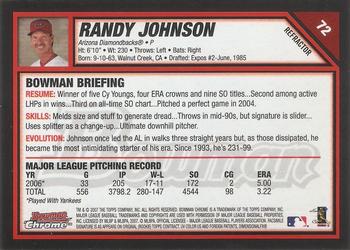2007 Bowman Chrome - Refractors #72 Randy Johnson Back