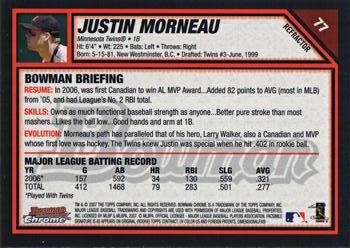 2007 Bowman Chrome - Refractors #77 Justin Morneau Back