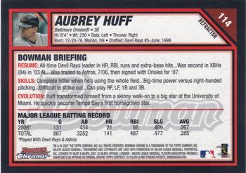 2007 Bowman Chrome - Refractors #114 Aubrey Huff Back