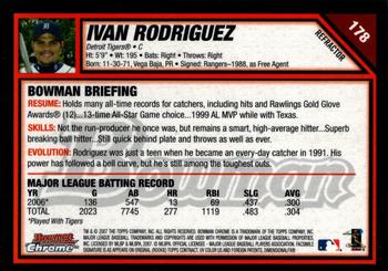 2007 Bowman Chrome - Refractors #178 Ivan Rodriguez Back