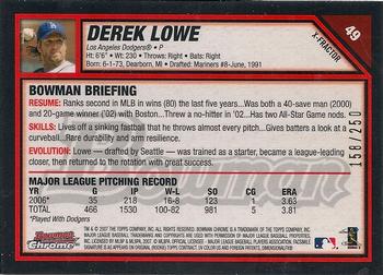 2007 Bowman Chrome - X-Fractors #49 Derek Lowe Back