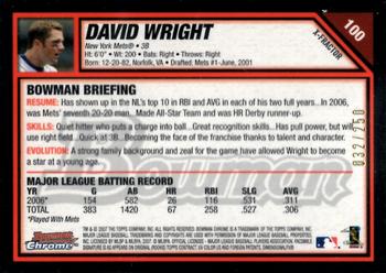 2007 Bowman Chrome - X-Fractors #100 David Wright Back