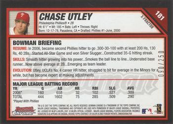 2007 Bowman Chrome - X-Fractors #181 Chase Utley Back