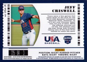 2019 Panini Elite Extra Edition - USA Collegiate National Team Tickets #USA-JC Jeff Criswell Back