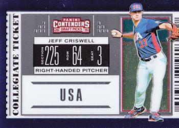 2019 Panini Elite Extra Edition - USA Collegiate National Team Tickets #USA-JC Jeff Criswell Front