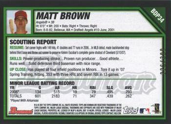2007 Bowman Draft Picks & Prospects - Blue #BDP34 Matt Brown Back