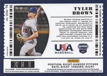 2019 Panini Elite Extra Edition - USA Collegiate National Team Tickets Signatures Holo #USA-TB Tyler Brown Back