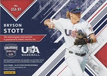 2019 Panini Elite Extra Edition - USA Materials Gold #USA-BY Bryson Stott Back