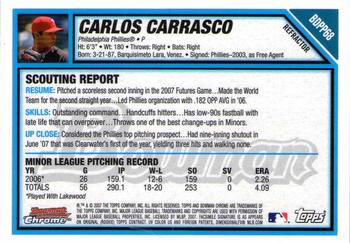 2007 Bowman Draft Picks & Prospects - Chrome Prospects #BDPP68 Carlos Carrasco Back