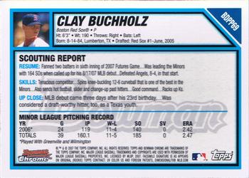 2007 Bowman Draft Picks & Prospects - Chrome Prospects #BDPP69 Clay Buchholz Back
