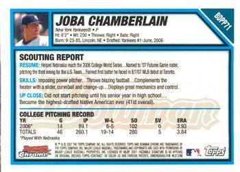 2007 Bowman Draft Picks & Prospects - Chrome Prospects #BDPP71 Joba Chamberlain Back