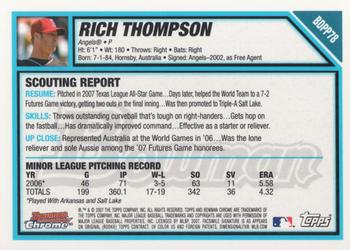 2007 Bowman Draft Picks & Prospects - Chrome Prospects #BDPP78 Rich Thompson Back