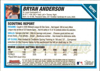 2007 Bowman Draft Picks & Prospects - Chrome Prospects #BDPP87 Bryan Anderson Back