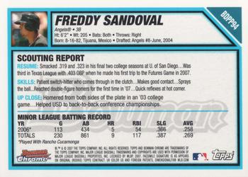 2007 Bowman Draft Picks & Prospects - Chrome Prospects #BDPP94 Freddy Sandoval Back