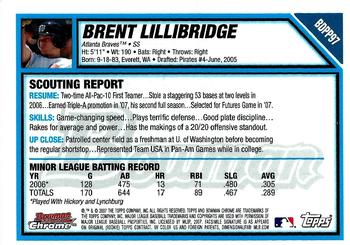 2007 Bowman Draft Picks & Prospects - Chrome Prospects #BDPP97 Brent Lillibridge Back