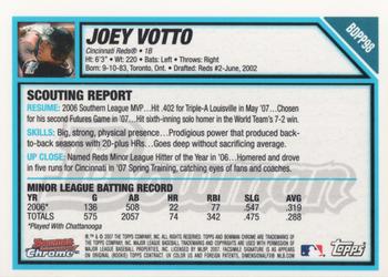 2007 Bowman Draft Picks & Prospects - Chrome Prospects #BDPP98 Joey Votto Back