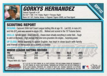 2007 Bowman Draft Picks & Prospects - Chrome Prospects #BDPP102 Gorkys Hernandez Back