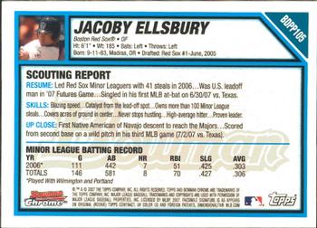 2007 Bowman Draft Picks & Prospects - Chrome Prospects #BDPP105 Jacoby Ellsbury Back