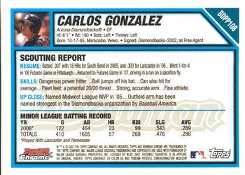 2007 Bowman Draft Picks & Prospects - Chrome Prospects #BDPP108 Carlos Gonzalez Back