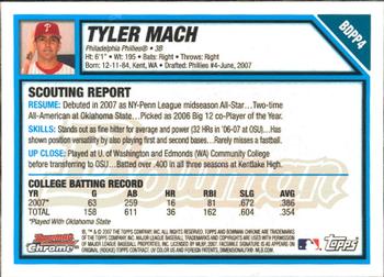 2007 Bowman Draft Picks & Prospects - Chrome Prospects #BDPP4 Tyler Mach Back