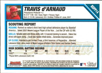 2007 Bowman Draft Picks & Prospects - Chrome Prospects #BDPP14 Travis d'Arnaud Back