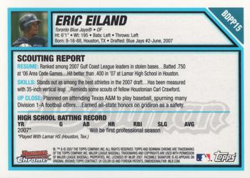 2007 Bowman Draft Picks & Prospects - Chrome Prospects #BDPP15 Eric Eiland Back