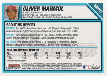 2007 Bowman Draft Picks & Prospects - Chrome Prospects #BDPP17 Oliver Marmol Back