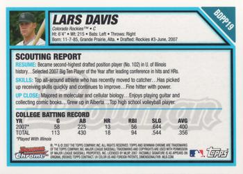 2007 Bowman Draft Picks & Prospects - Chrome Prospects #BDPP19 Lars Davis Back