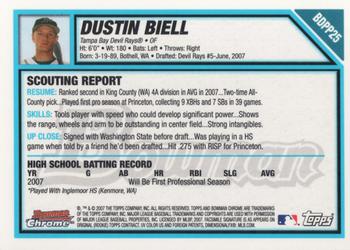2007 Bowman Draft Picks & Prospects - Chrome Prospects #BDPP25 Dustin Biell Back
