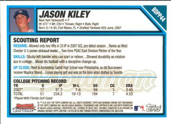 2007 Bowman Draft Picks & Prospects - Chrome Prospects #BDPP44 Jason Kiley Back