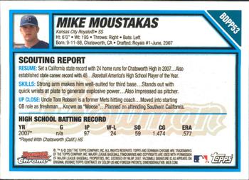 2007 Bowman Draft Picks & Prospects - Chrome Prospects #BDPP53 Mike Moustakas Back