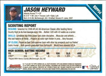 2007 Bowman Draft Picks & Prospects - Chrome Prospects #BDPP54 Jason Heyward Back