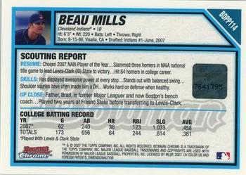 2007 Bowman Draft Picks & Prospects - Chrome Prospects #BDPP114 Beau Mills Back