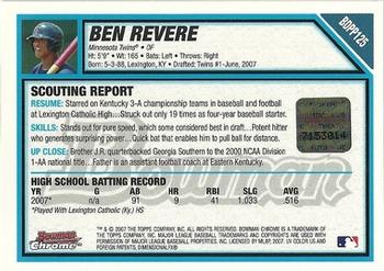 2007 Bowman Draft Picks & Prospects - Chrome Prospects #BDPP125 Ben Revere Back