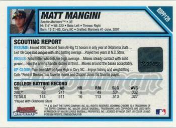 2007 Bowman Draft Picks & Prospects - Chrome Prospects #BDPP129 Matt Mangini Back