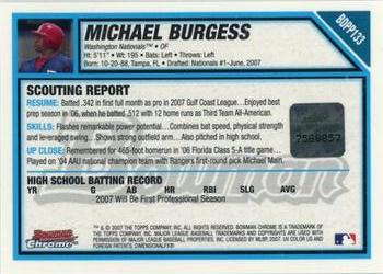 2007 Bowman Draft Picks & Prospects - Chrome Prospects #BDPP133 Michael Burgess Back