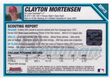 2007 Bowman Draft Picks & Prospects - Chrome Prospects #BDPP135 Clayton Mortensen Back