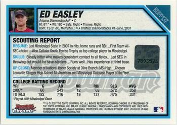 2007 Bowman Draft Picks & Prospects - Chrome Prospects #BDPP137 Ed Easley Back