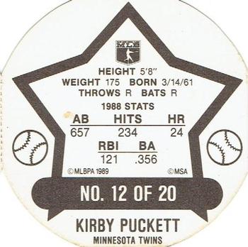 1989 Key Food Discs #12 Kirby Puckett Back