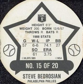 1989 Key Food Discs #15 Steve Bedrosian Back