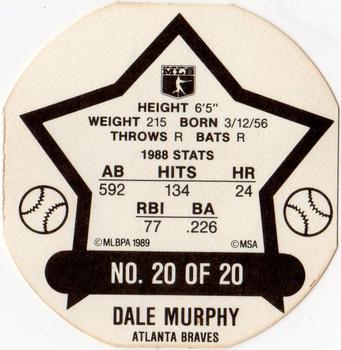 1989 Key Food Discs #20 Dale Murphy Back