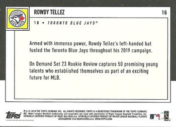 2019 Topps On-Demand Rookie Review #16 Rowdy Tellez Back