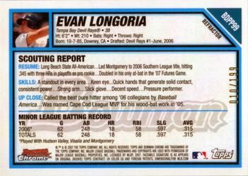2007 Bowman Draft Picks & Prospects - Chrome Prospects Blue Refractors #BDPP99 Evan Longoria Back