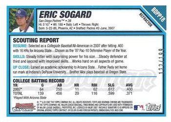 2007 Bowman Draft Picks & Prospects - Chrome Prospects Blue Refractors #BDPP18 Eric Sogard Back