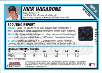2007 Bowman Draft Picks & Prospects - Chrome Prospects Blue Refractors #BDPP134 Nick Hagadone Back