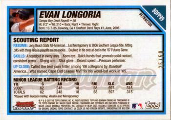 2007 Bowman Draft Picks & Prospects - Chrome Prospects Gold Refractors #BDPP99 Evan Longoria Back