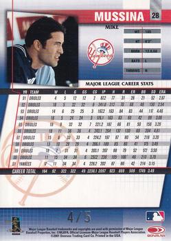 2002 Donruss Best of Fan Club - National Convention #28 Mike Mussina Back