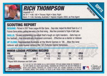 2007 Bowman Draft Picks & Prospects - Chrome Prospects Refractors #BDPP78 Rich Thompson Back